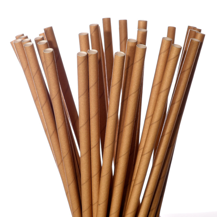 Standard Paper Straw, Regular Brown Print, 6mm x 200mm, pack of 250pcs